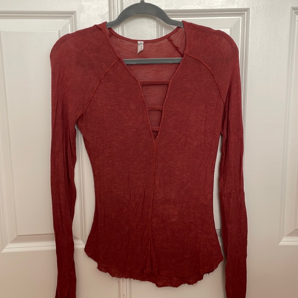 Free People Long Sleeve Fitted Top